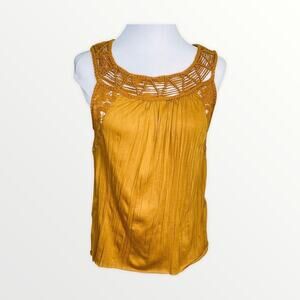 Anthropologie Meadow Rue Gold Mustard Shoestring Tank Top Small